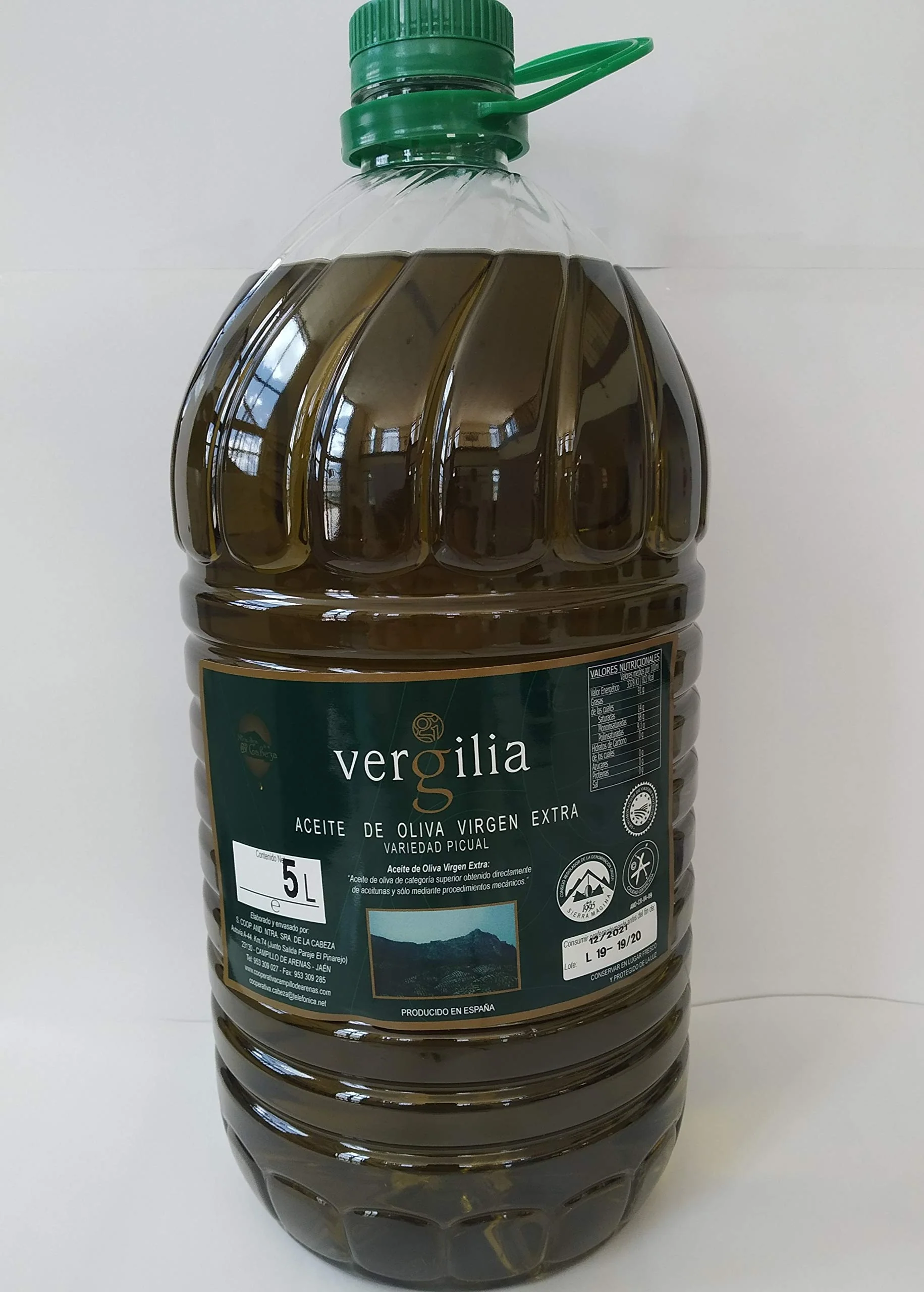 Jaén 100% Picual - Aceite de Oliva Virgen Extra - Premium Reserva Familiar AOVE - Sierra Mágina – Vergilia (5 Litros Garrafa) - Imagen 2