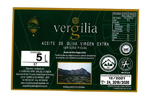 Jaén 100% Picual - Aceite de Oliva Virgen Extra - Premium Reserva Familiar AOVE - Sierra Mágina – Vergilia (5 Litros Garrafa) - Imagen 3